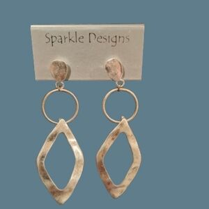 NEW Silver Earrings Dangle Diamond Geometric Boho Style Stud backing